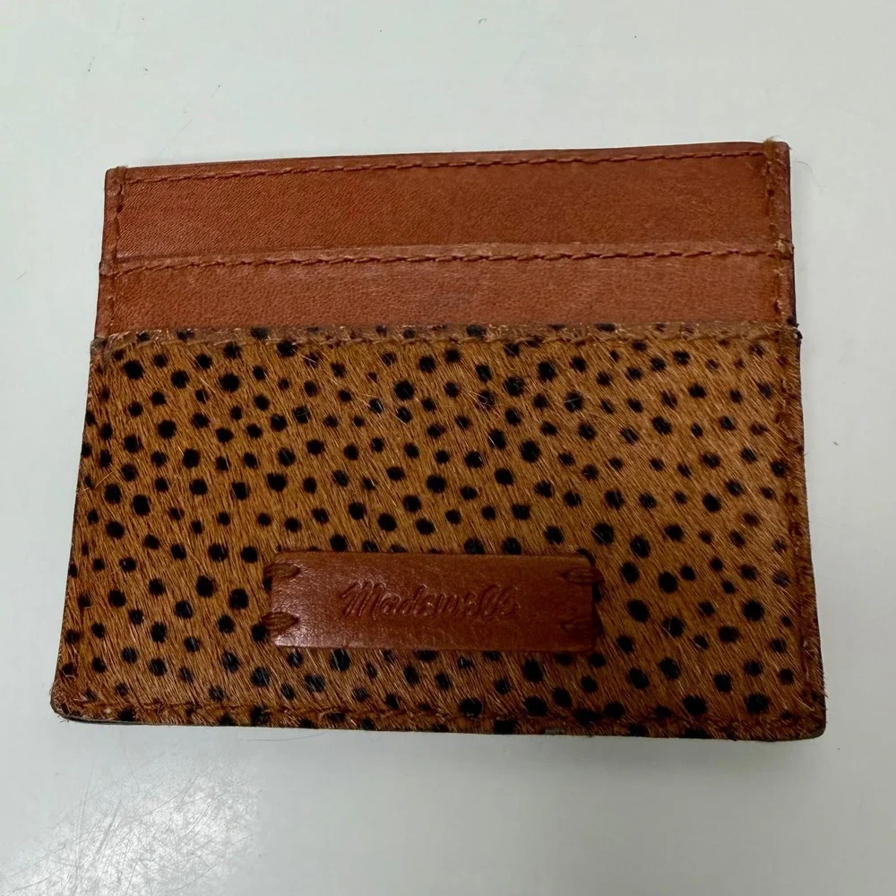 Madewell The Zip Wallet & The Card Case  Brown Leather Leopard Calf Hair Bundle